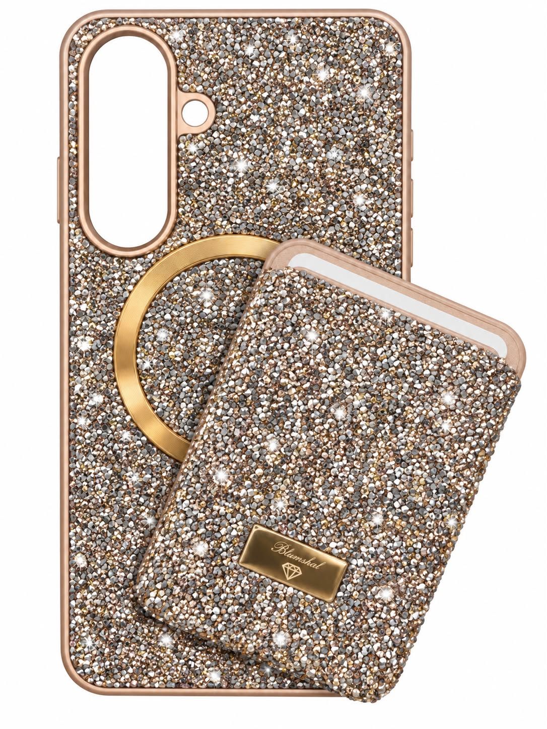 Max Diamond Case With Magsafe Card Holder for S26 - Rose Gold