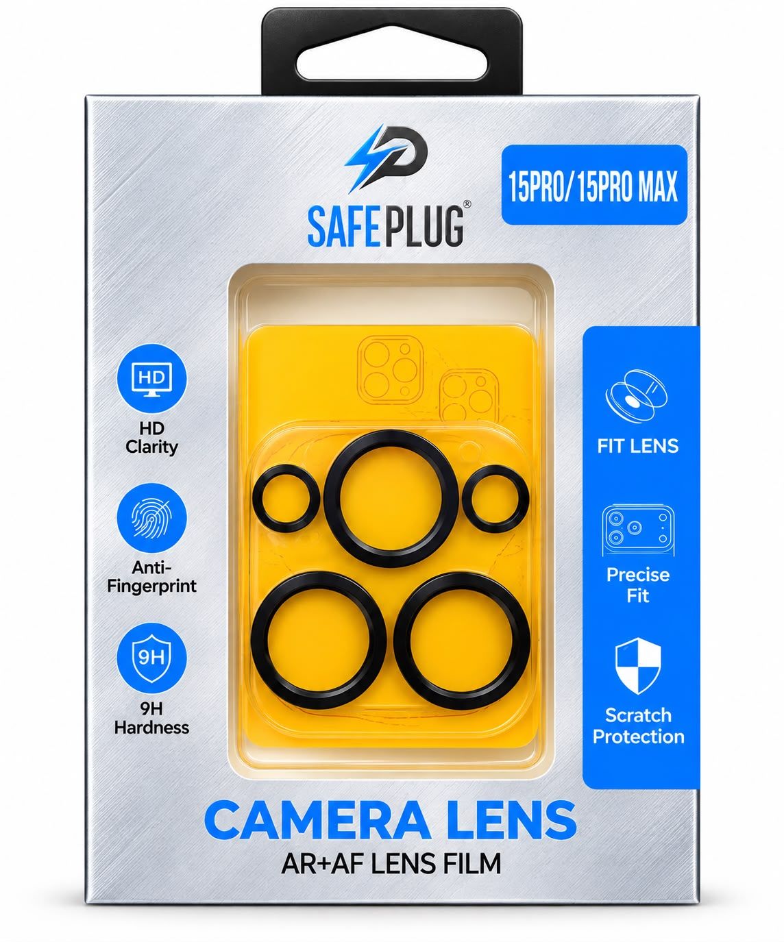 Safeplug Clear Camera Lens Protector for Iphone 15 Pro Max/15 Pro