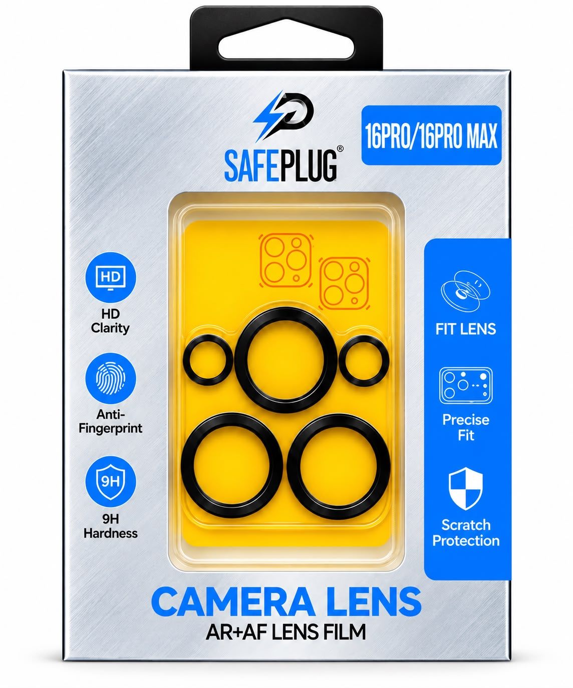 Safeplug Clear Camera Lens Protector for Iphone 16 Pro Max/16 Pro