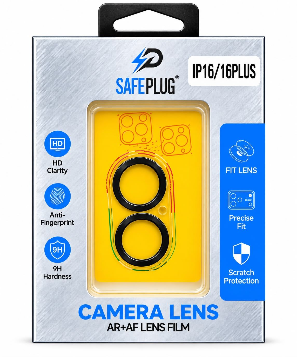 Safeplug Clear Camera Lens Protector for Iphone 16 Plus/16