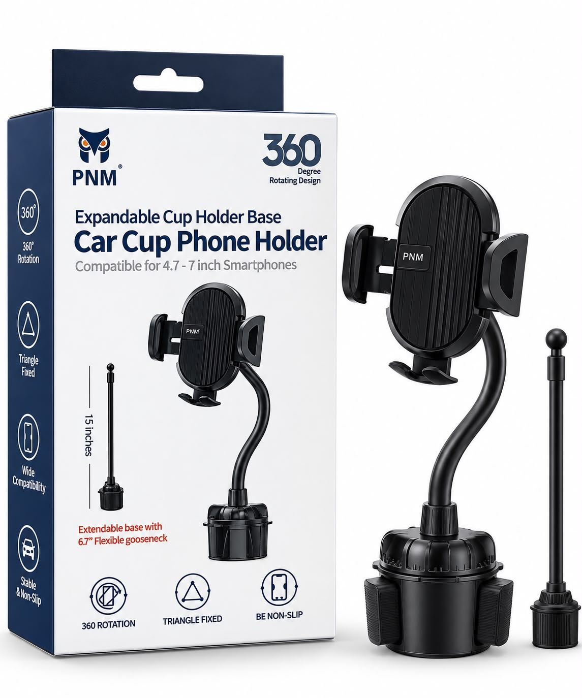 PNM Car Cup Phone Holder-Compatible for 4.7-7 Inch Smartphones