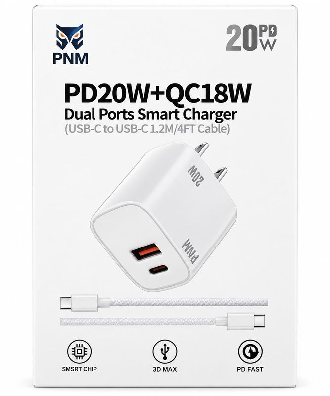 PNM PD20W+ QC18W Dual Ports Smart Charger