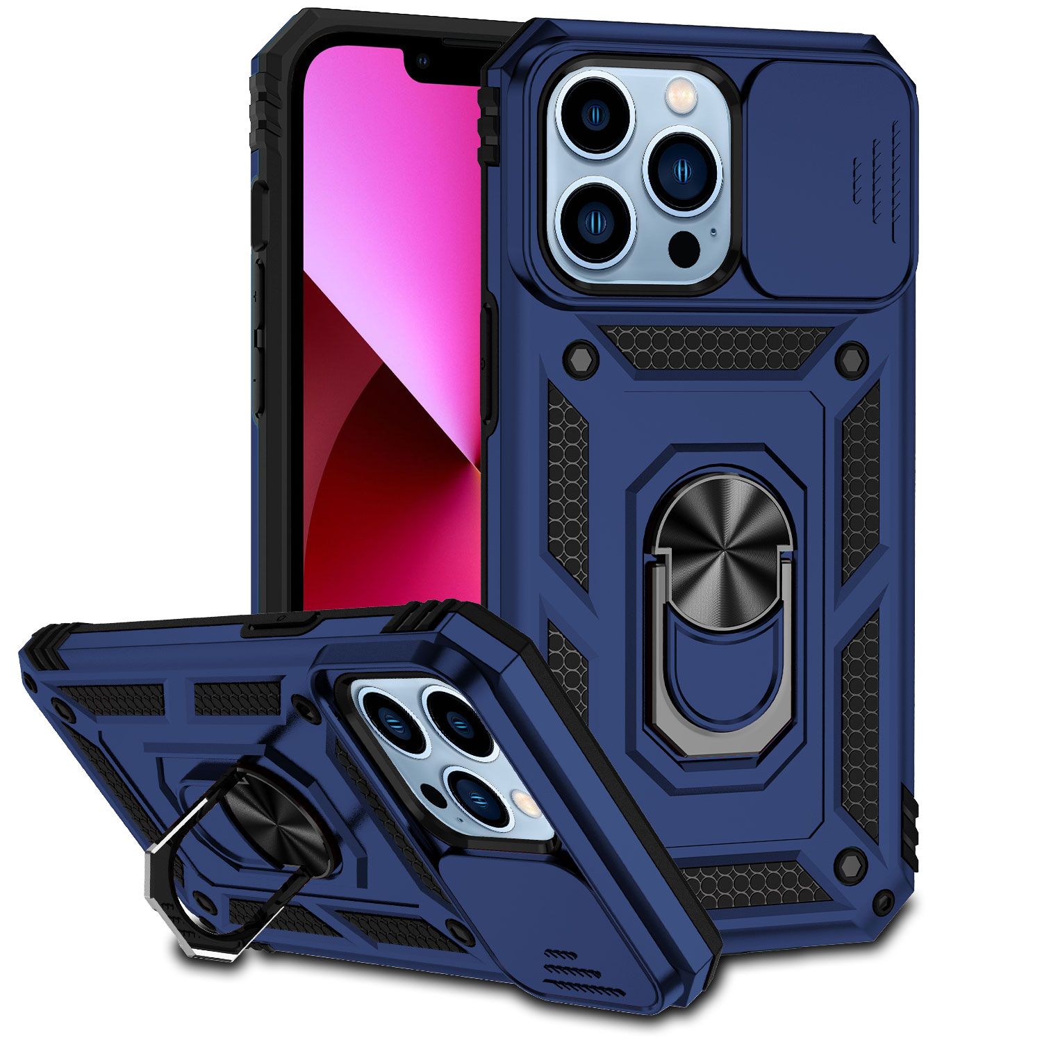 Well Protective Magentic Ring Stand Camera Protective Cover Case Iphone 11  - Blue