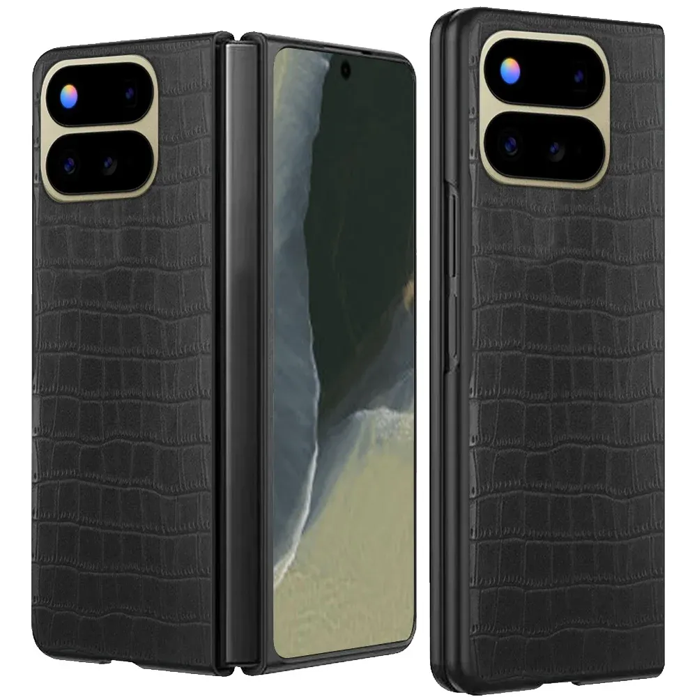 Fold PU Vegan Leather Premium Hard Snap On Case Cover For Google Pixel 11 Pro - Black