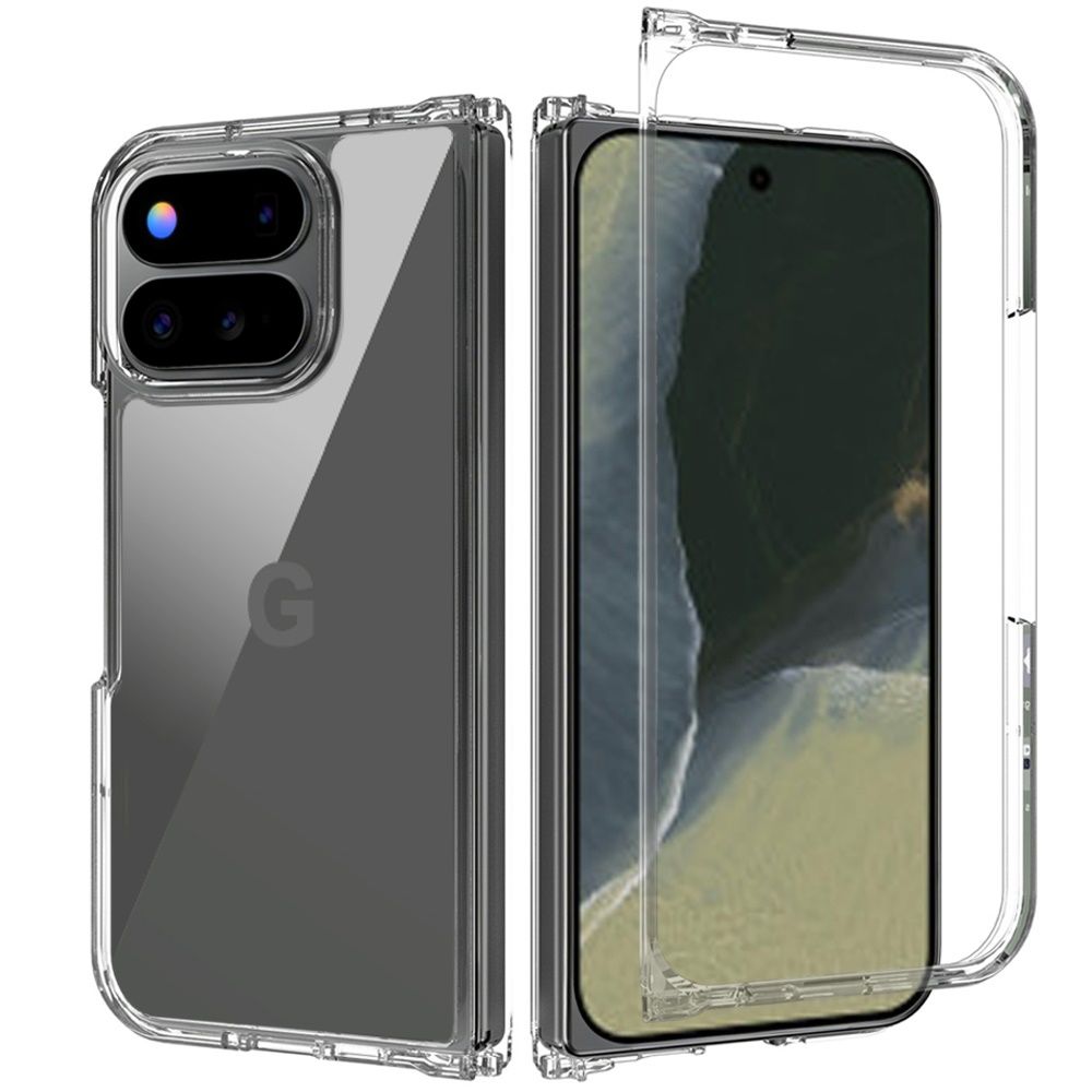 Fold Clear Transparent Hybrid Case Cover For Google Pixel 11 Pro- Clear PC + Clear TPU