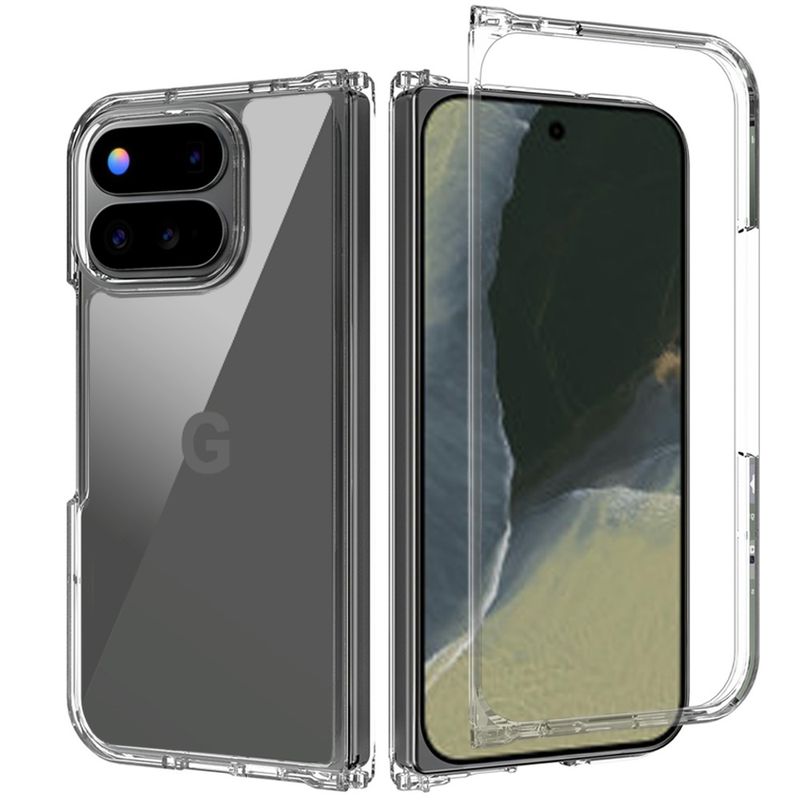 Fold Clear Transparent Hybrid Case Cover For Google Pixel 11 Pro- Clear PC + Clear TPU