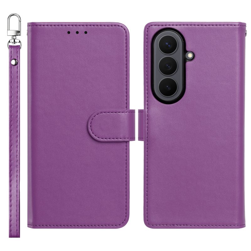 Classic Leather Wallet Folio Case with wrist strap For Samsung Z Fold 8 Ultra  - Purple