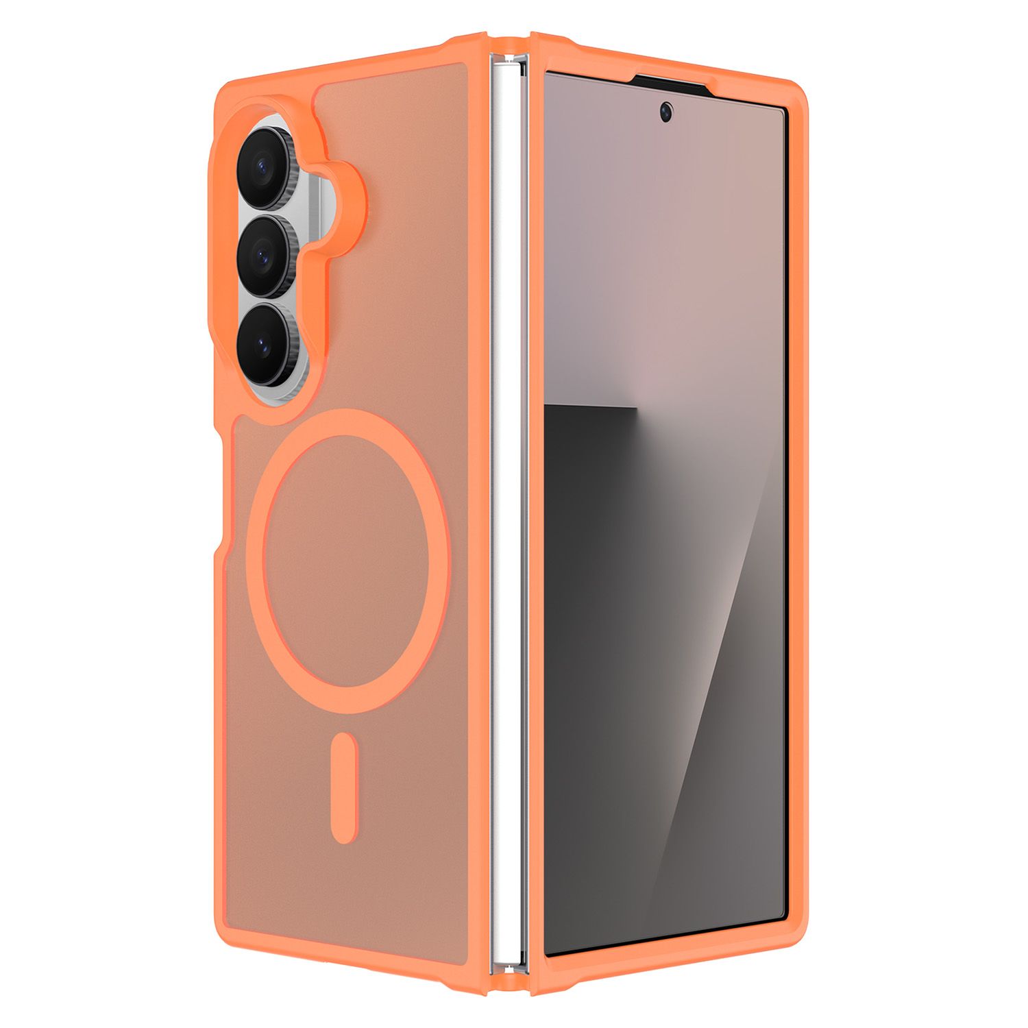 [Magnetic Circle] Smooth Safe Matte Feel Hybrid Case For Samsung Z Fold 8 Ultra  - Cosmic Orange