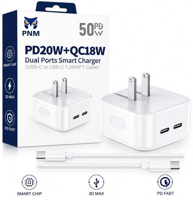 PNM PD 20W+QC18W DUAL TYPE C PORT + TYPE C TO C CABLE