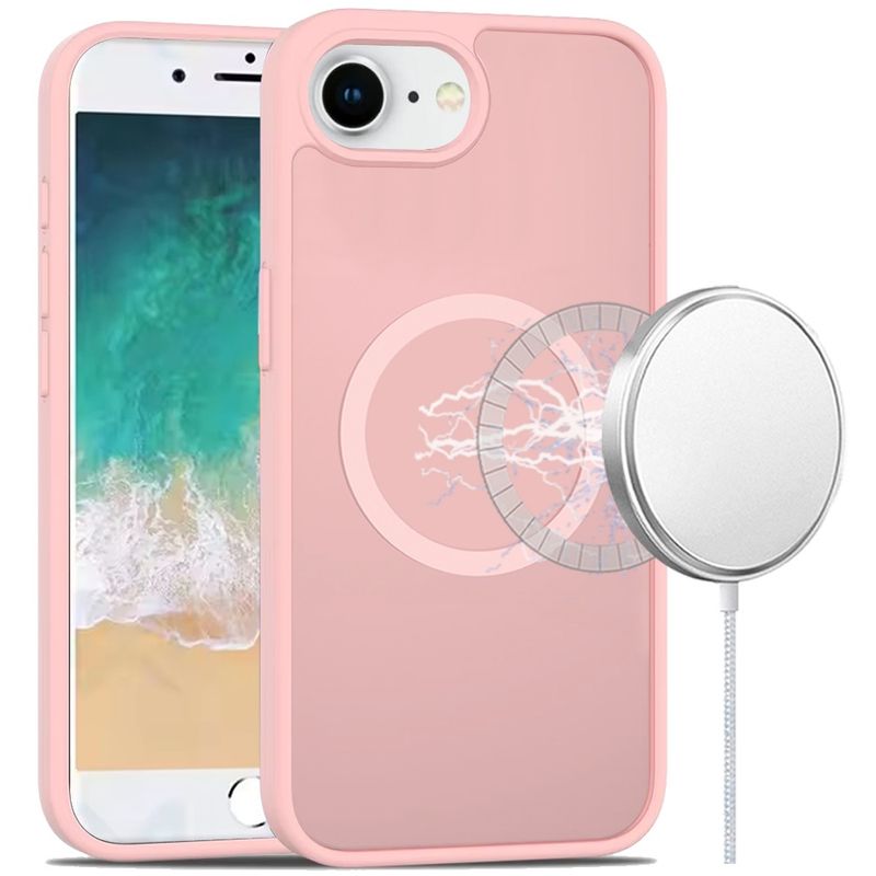 [Magnetic Circle] Smooth Safe Matte Feel Hybrid Case For iPhone 16E / SE4- Light Pink