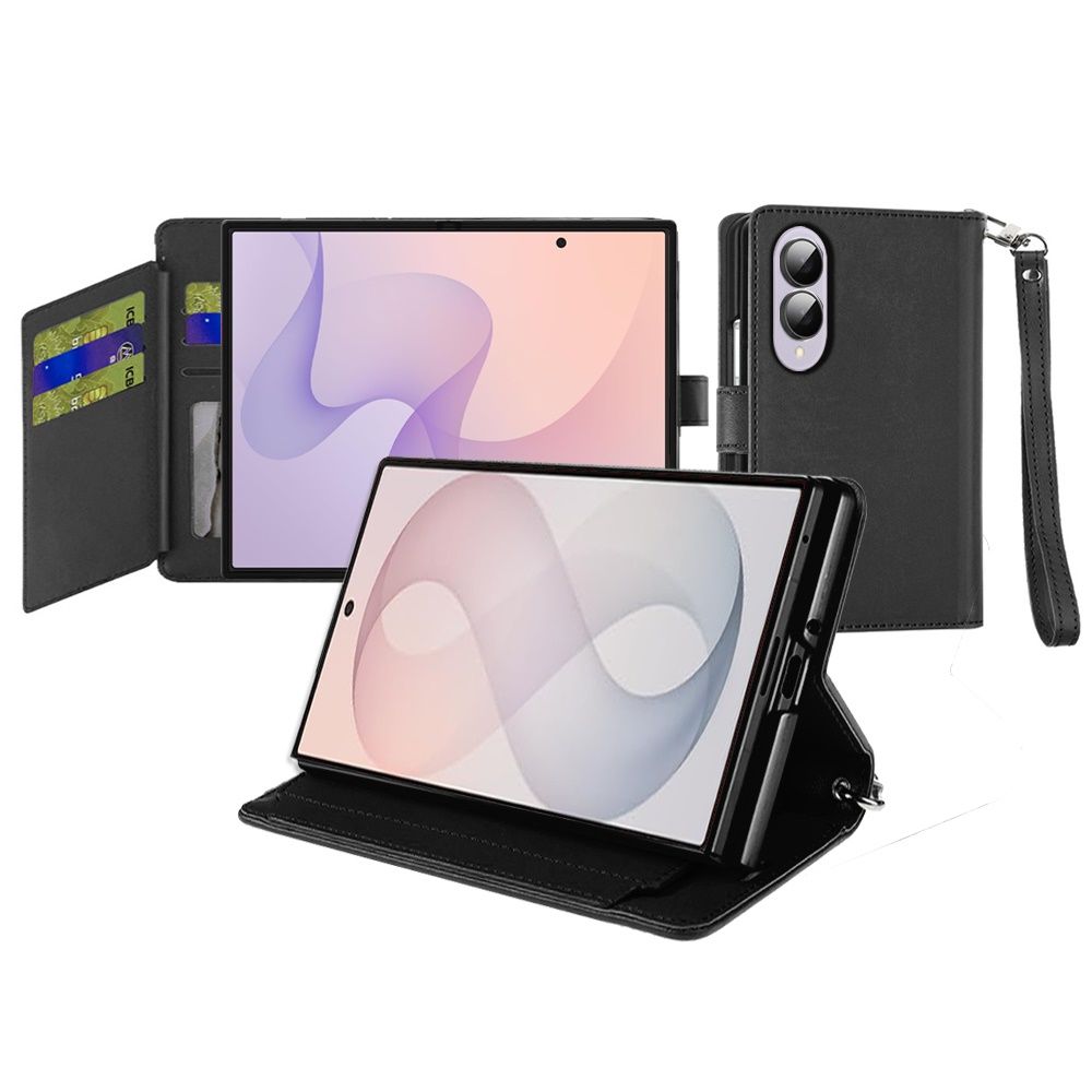 Wallet ID Card Holder Case Cover For Samsung Z Fold 8 - Black