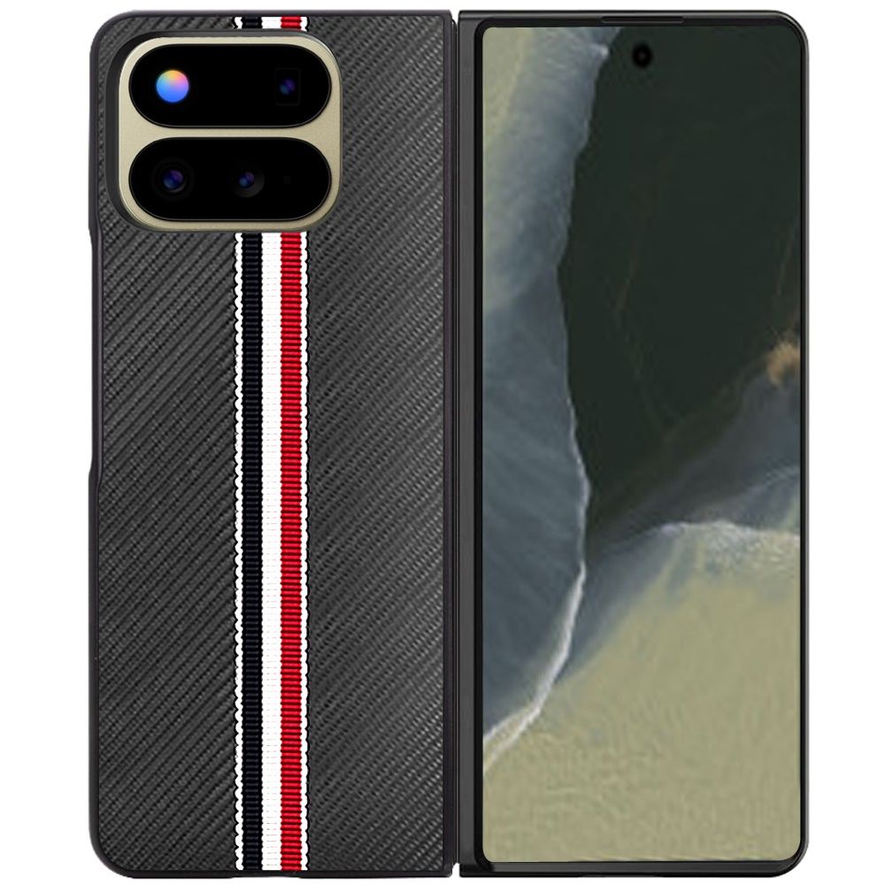 Fold Velvet Fabric Flip Phone Premium PU Vegan Leather For Google Pixel 11 Pro- Black