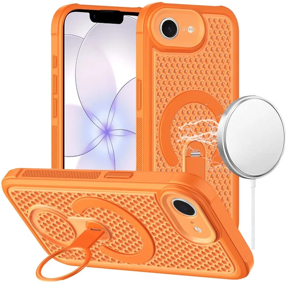 Magnetic Honeycomb Kickstand Hybrid Case For iPhone 17E / 16E / SE4 - ORANGE