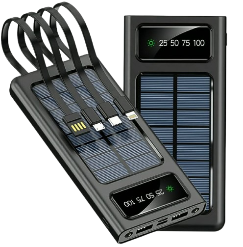 Solar Power Bank With built in cable -20000 MAH