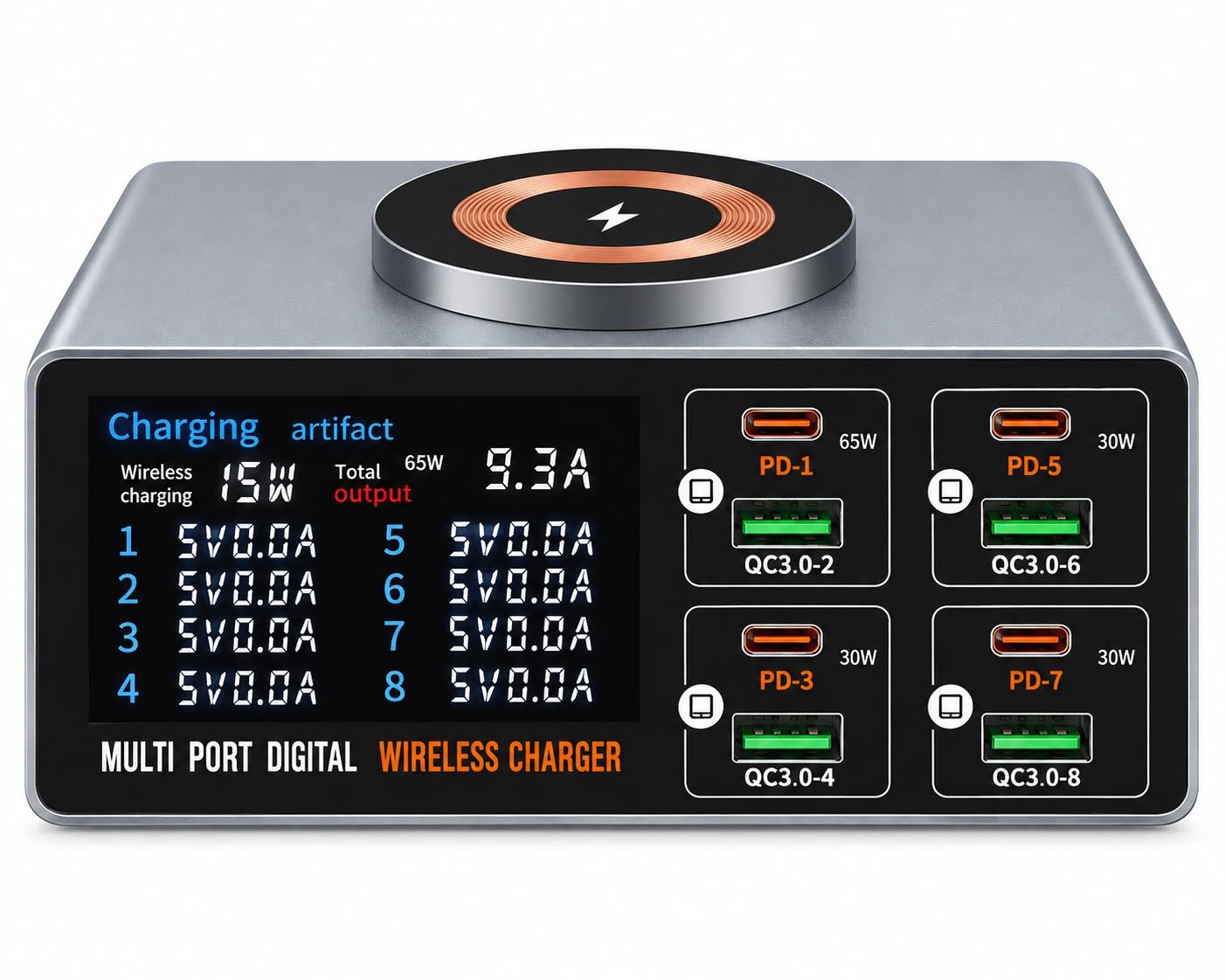 Multi Port Digital Charger- Color Display Magnetic WLX- X9S