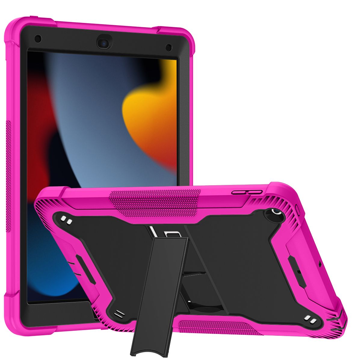 Tough Tablet Strong Kickstand Hybrid Case Cover For Apple New iPad 9.7 inch- Hot Pink