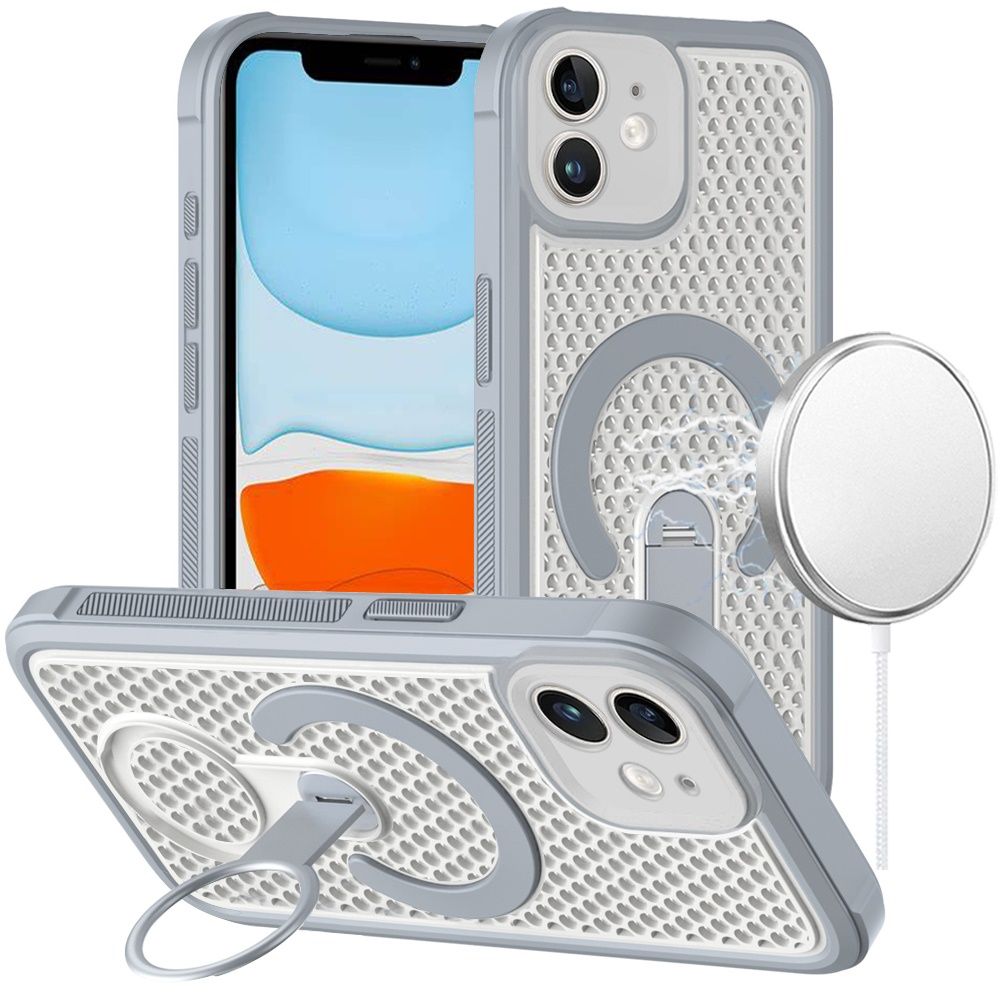 Magnetic Honeycomb Kickstand Hybrid Case For iPhone 11 (XI6.1) - Grey