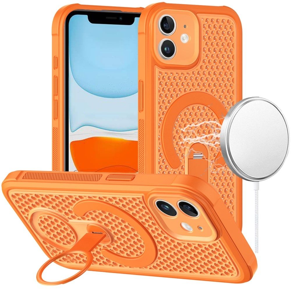 Magnetic Honeycomb Kickstand Hybrid Case For iPhone 12 - Orange
