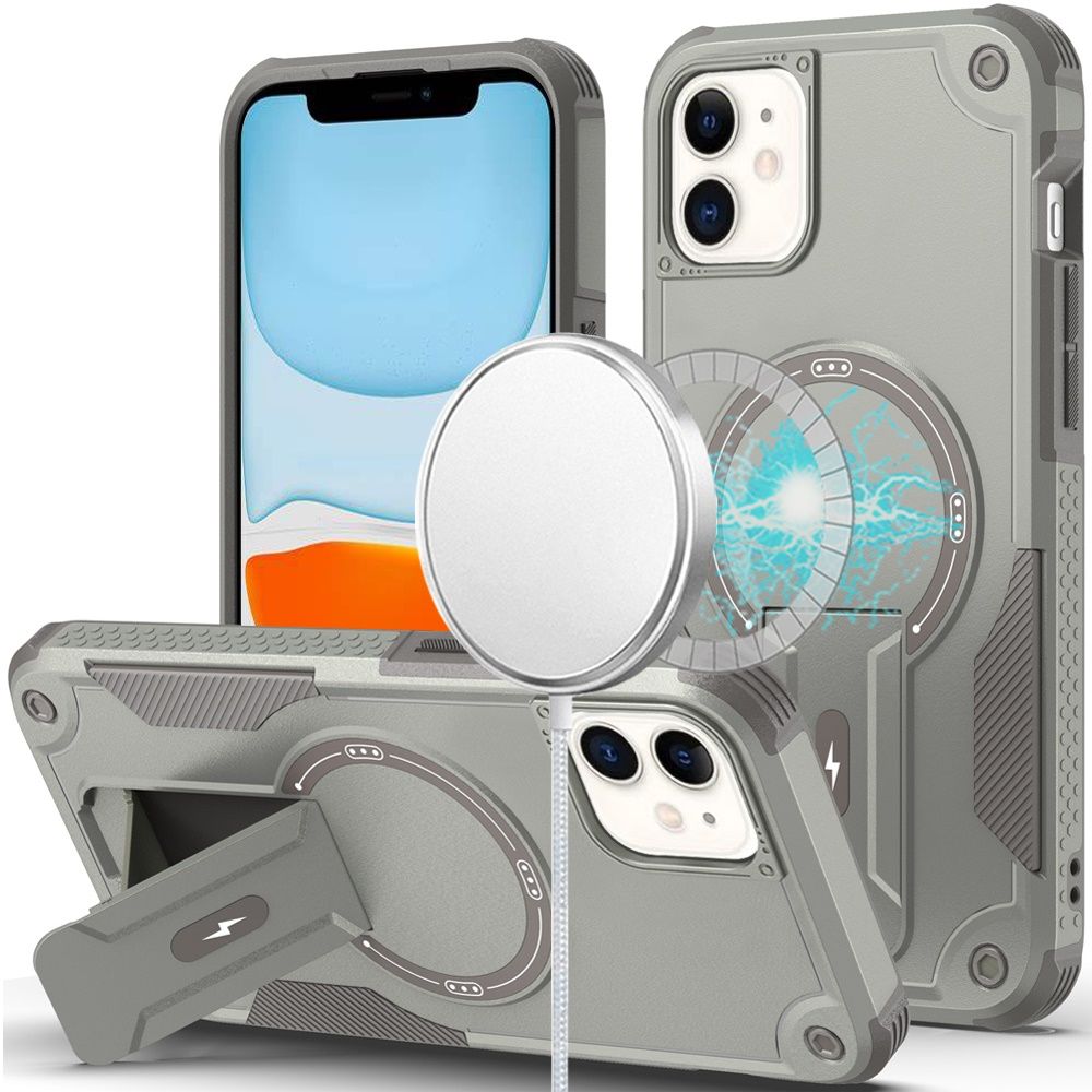 Sturdy Bracket Kickstand Magnetic Hybrid For iPhone 11 (XI6.1) - Grey