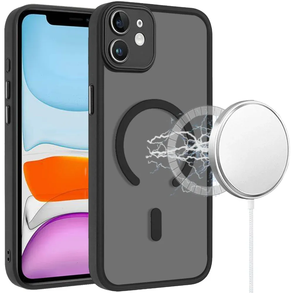 Matte Frosted Magnetic Hybrid Case with Covered Camera Protection For iPhone 11 (XI6.1) - Black