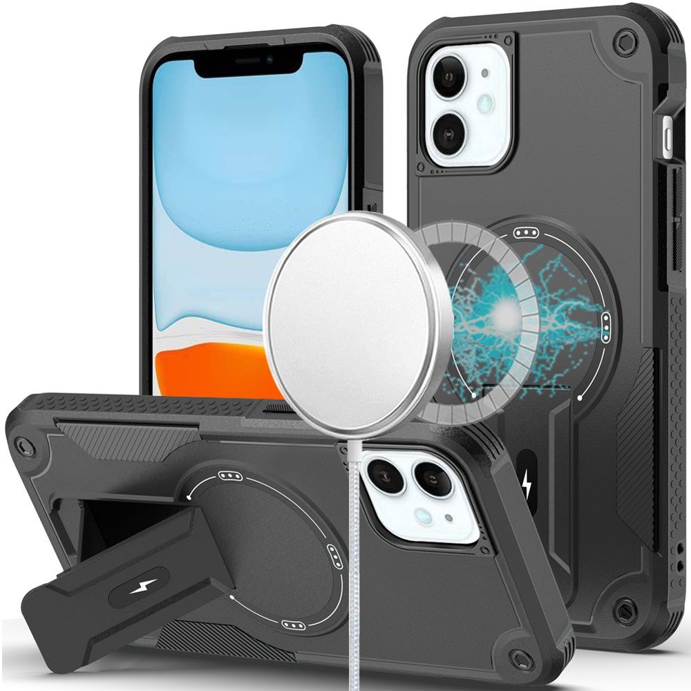 Sturdy Bracket Kickstand Magnetic Hybrid For iPhone 11 (XI6.1) - Black