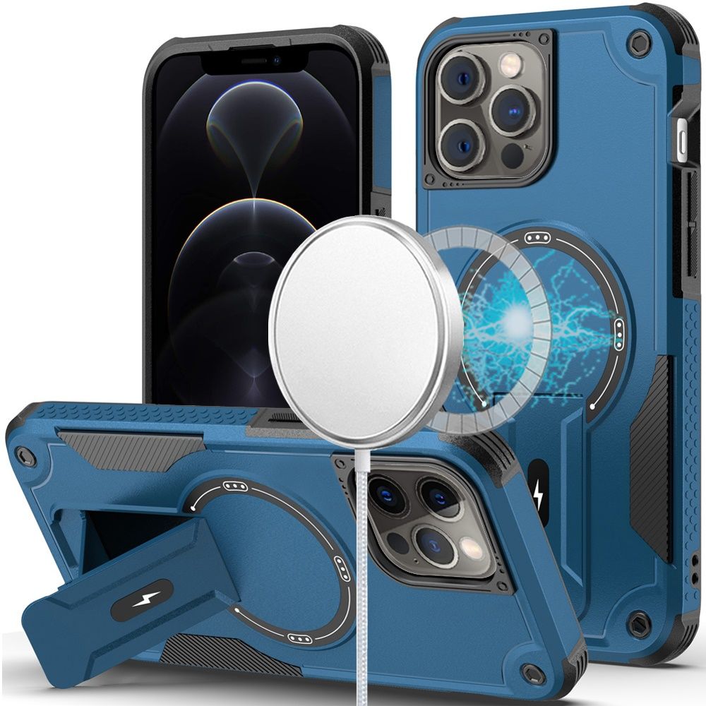 Sturdy Bracket Kickstand Magnetic Hybrid For iPhone 12/12 PRO - Blue