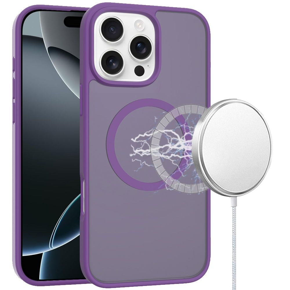 [Magnetic Circle] Smooth Safe Matte Feel Hybrid Case For iPhone 16 Pro 6.3 inch - Dark Purple