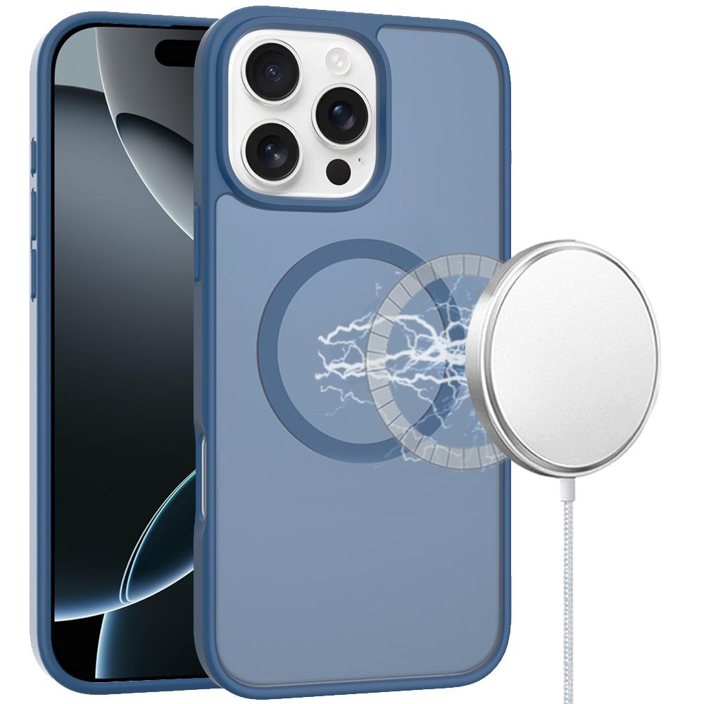 [Magnetic Circle] Smooth Safe Matte Feel Hybrid Case For iPhone 16 Pro 6.3 inch - Navy Blue