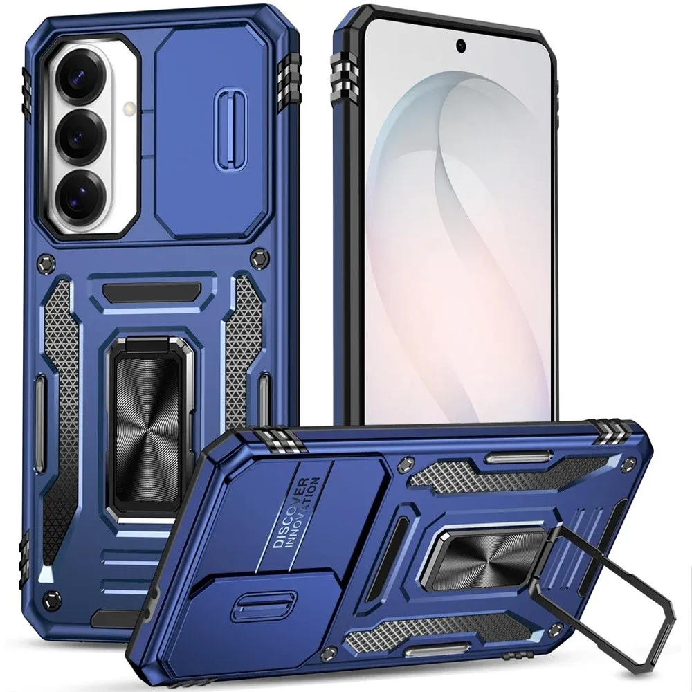 Utter Tough Metal Ring Movable Camera Window Hybrid Case Cover for Samsung Galaxy s26 FE - Blue