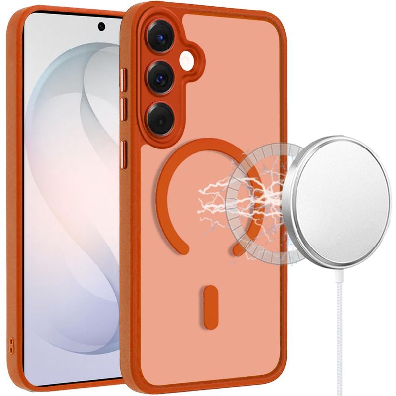 Matte Frosted Magnetic Hybrid Case with Covered Camera Protection For Samsung Galaxy s26 FE- Cosmic Orange