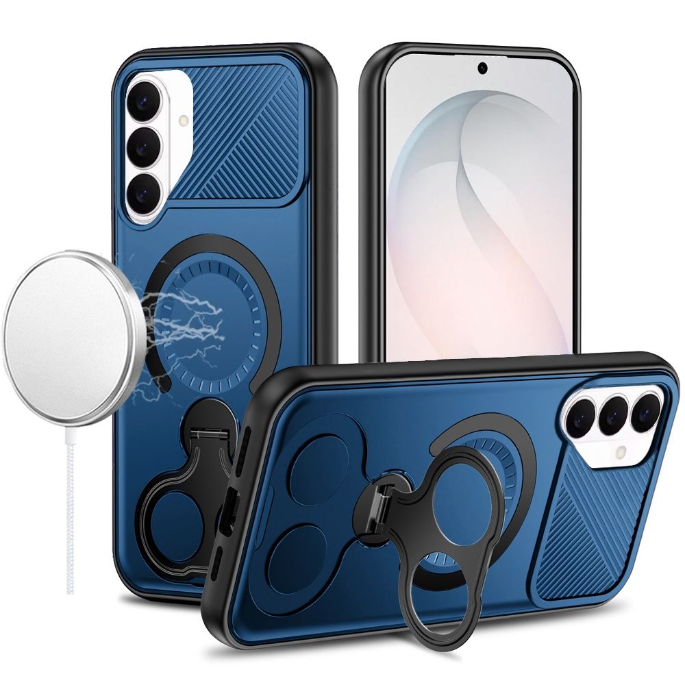 Car Mount with 2-Ring Stand Hybrid Case For Samsung Galaxy s26 FE - Blue