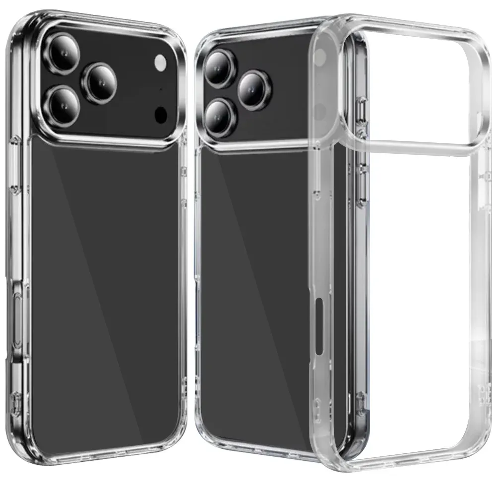 PURE CRYSTAL Transparent Thick 2.0mm ShockProof Chromed Buttons Case Cover For Apple iPhone 18 Pro Max- Clear
