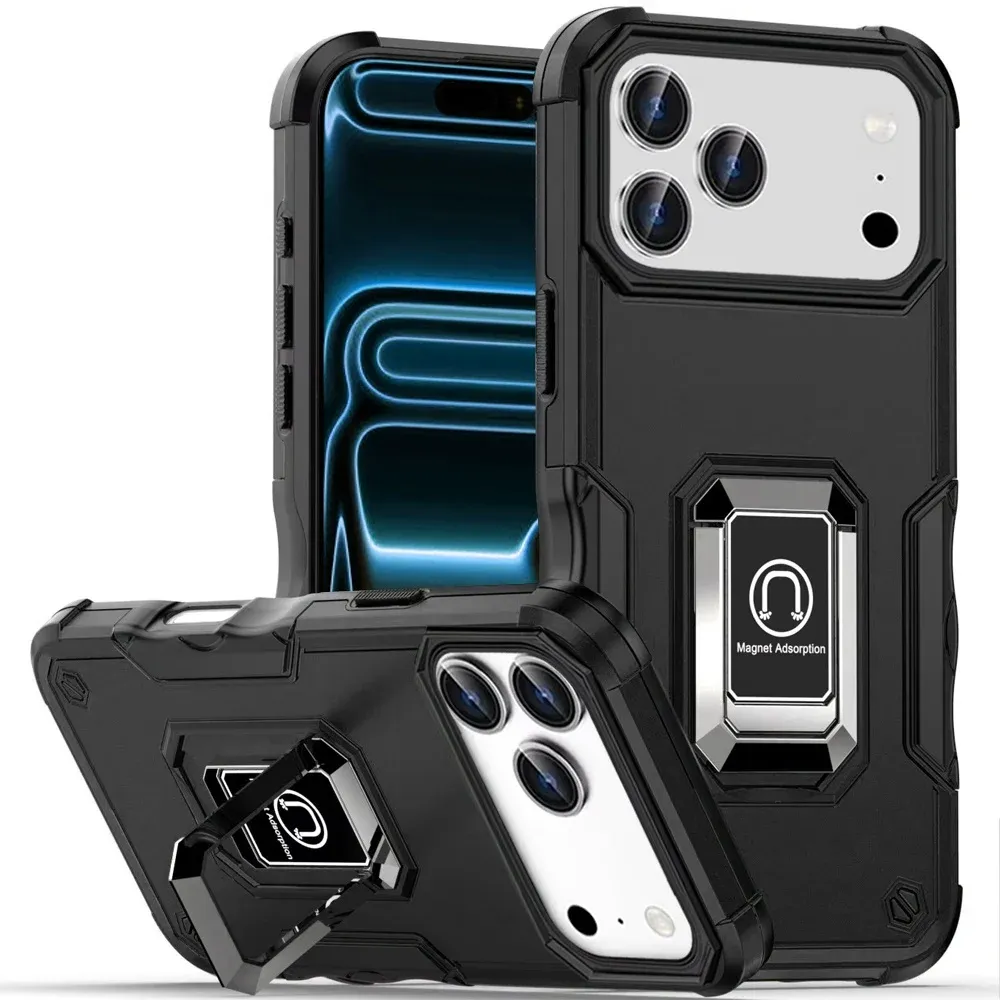 OPTIMUM Magnetic Ring Stand Hybrid Case Cover For Apple iPhone 18 Pro Max - Black