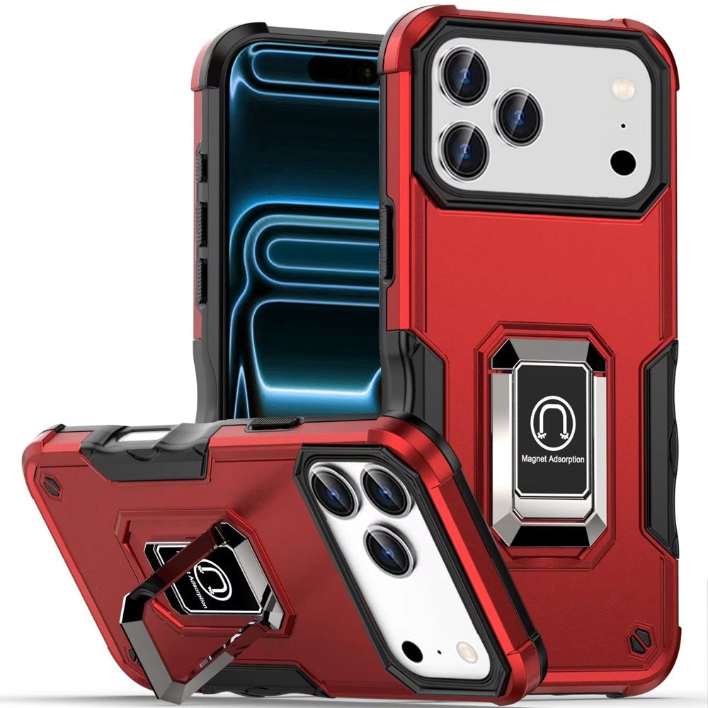 OPTIMUM Magnetic Ring Stand Hybrid Case Cover For Apple iPhone 18 Pro Max - Red