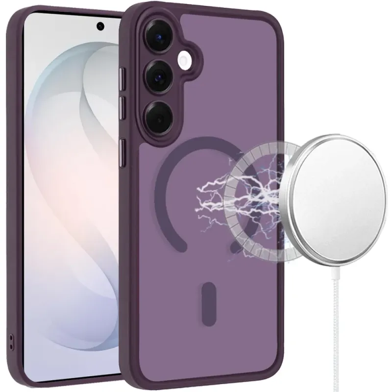Matte Frosted Magnetic Hybrid Case with Covered Camera Protection For Samsung Galaxy s26 FE- Dark Purple