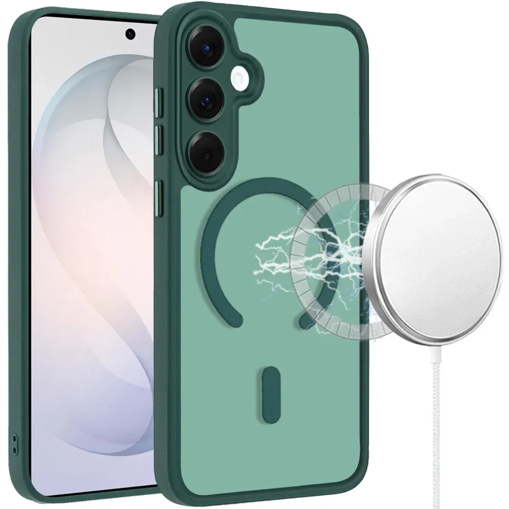 Matte Frosted Magnetic Hybrid Case with Covered Camera Protection For Samsung Galaxy s26 FE- Midnight Green