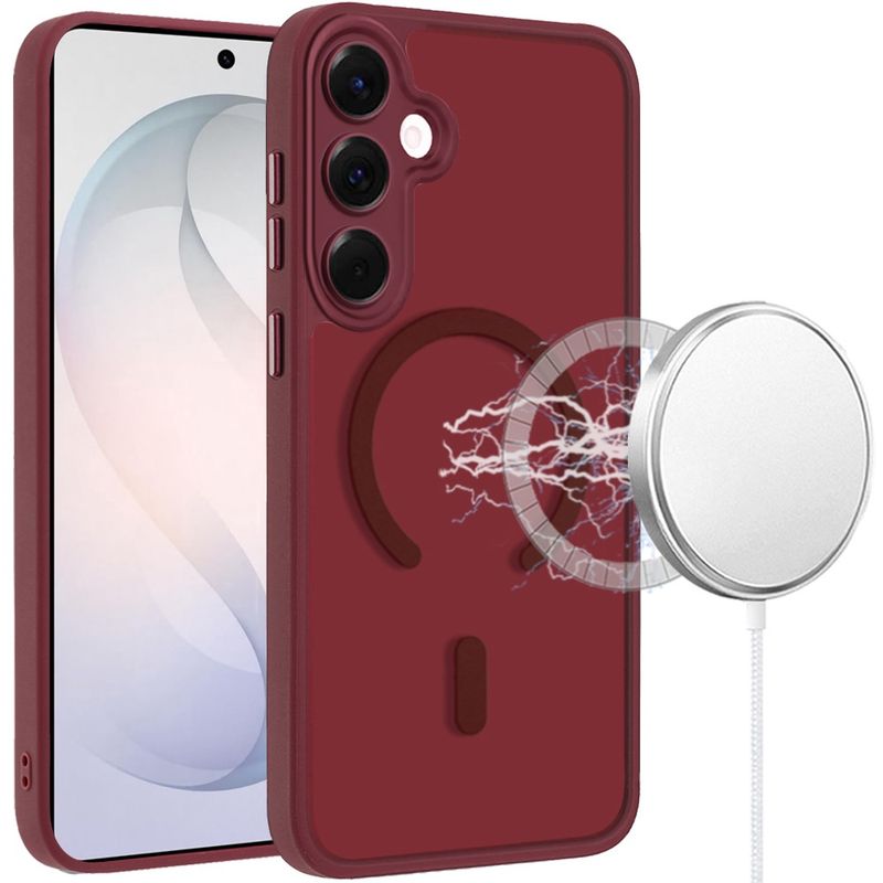 Matte Frosted Magnetic Hybrid Case with Covered Camera Protection For Samsung Galaxy s26 FE- Burgundy