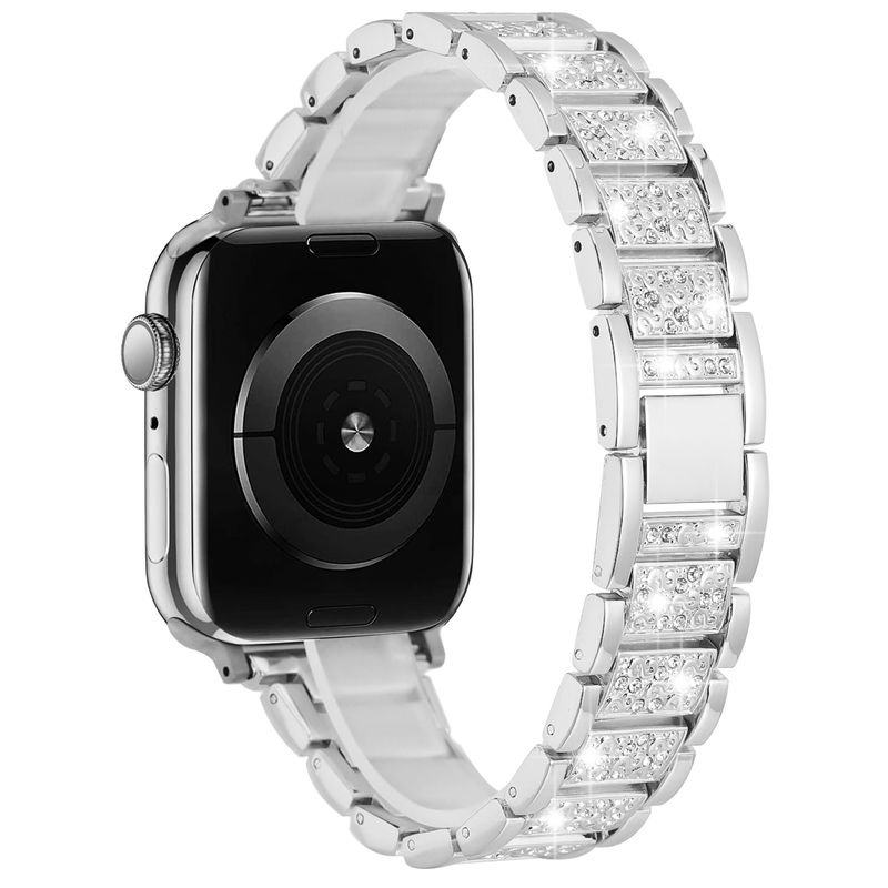 Gem Diamond Bling Zinc Alloy Watch Band For Apple Watch Size Ultra 49/42/44/45mm - Silver