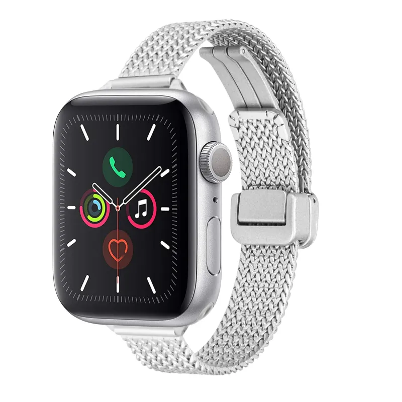 Business Look Magnetic Metal Watchband For Apple Watch Size Ultra 49/42/44/45mm - Silver