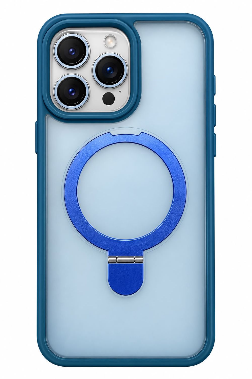 U3 Magnetic Kickstand Case with Camera Lens Protector for Iphone 15 Pro Max-  Blue