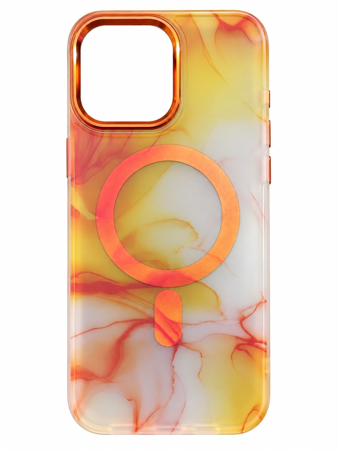 Printed Marble Orange Case for Iphone 15 Pro Max