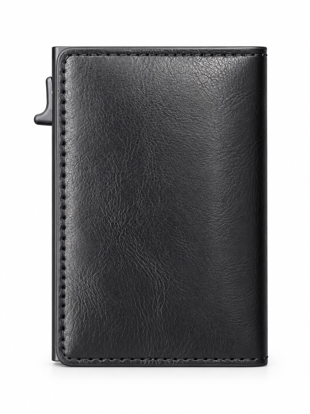 Black Leather Magnetic Multifunctional RFID Cardholder Wallet-Black