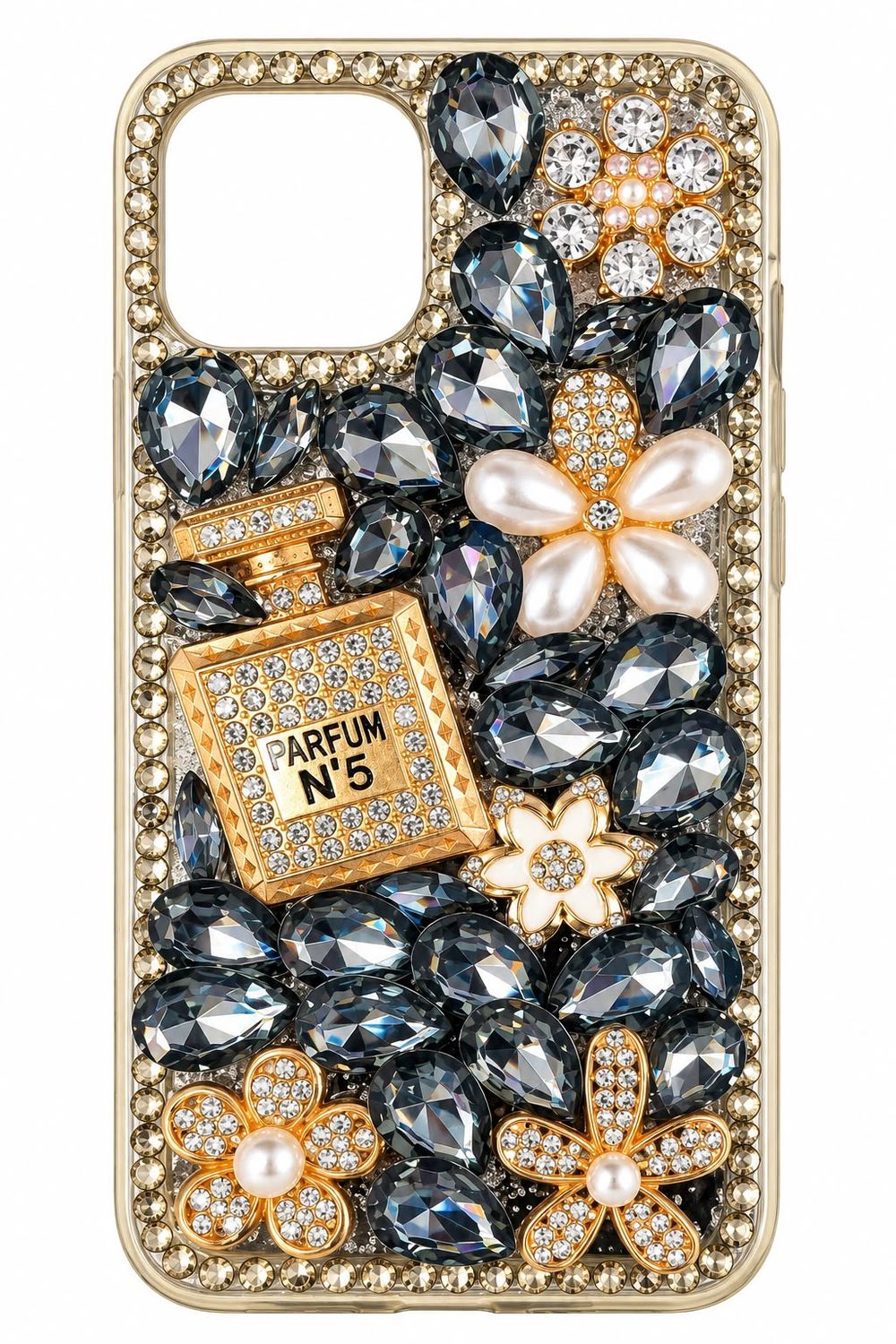 Big Diamond Case with Cute Accessories for Iphone 13/14-Gray
