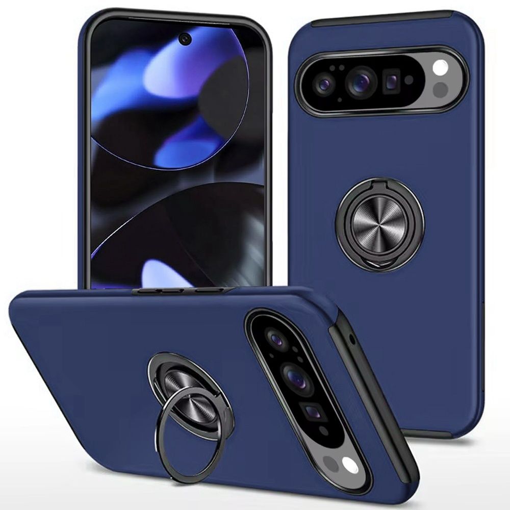 CHIEF Oil Painted Magnetic Ring Stand Hybrid Case Cover for Google Pixel 10/10 Pro - Blue
