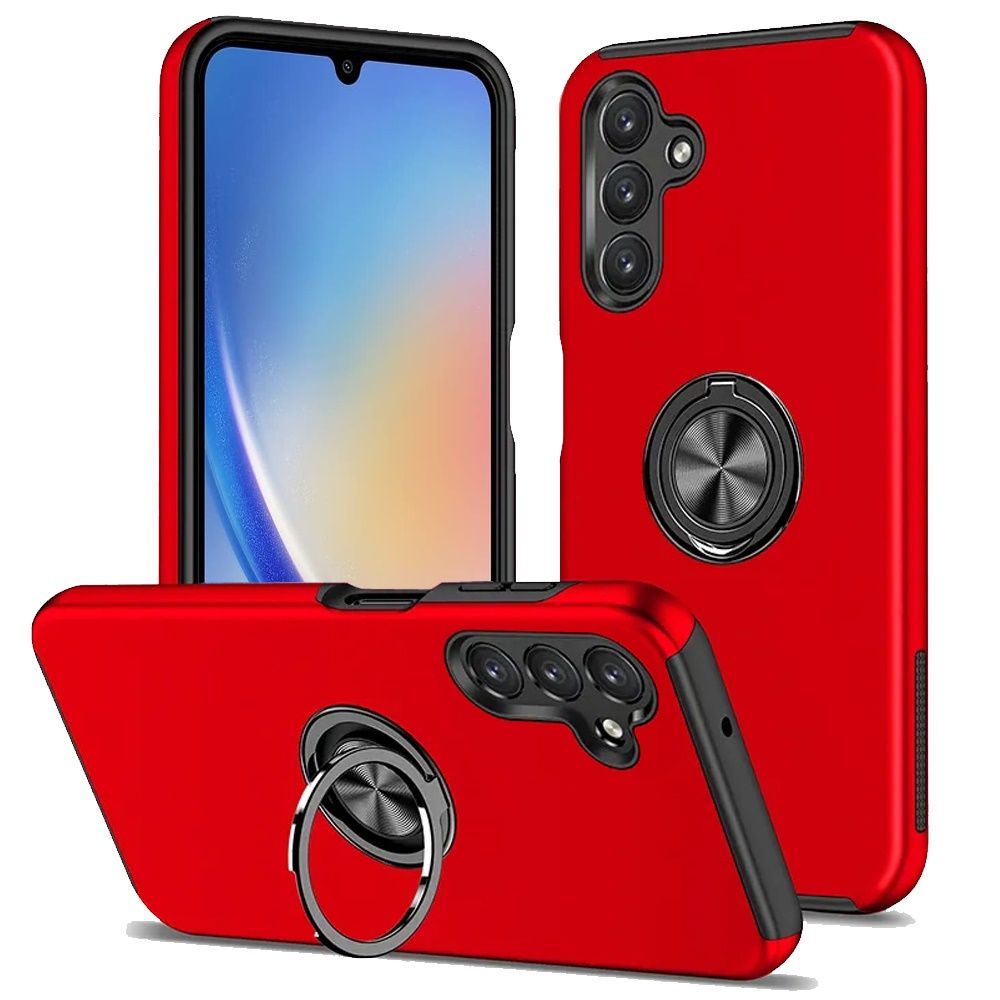 CHIEF Oil Painted Magnetic Ring Stand Hybrid Case Cover  Samsung A15 5G- Red