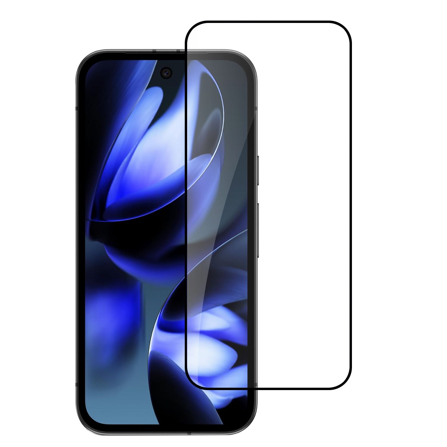 Google Pixel 10/10 Pro Bulk White Paper Card Package Black edged Tempered Glass (Black)