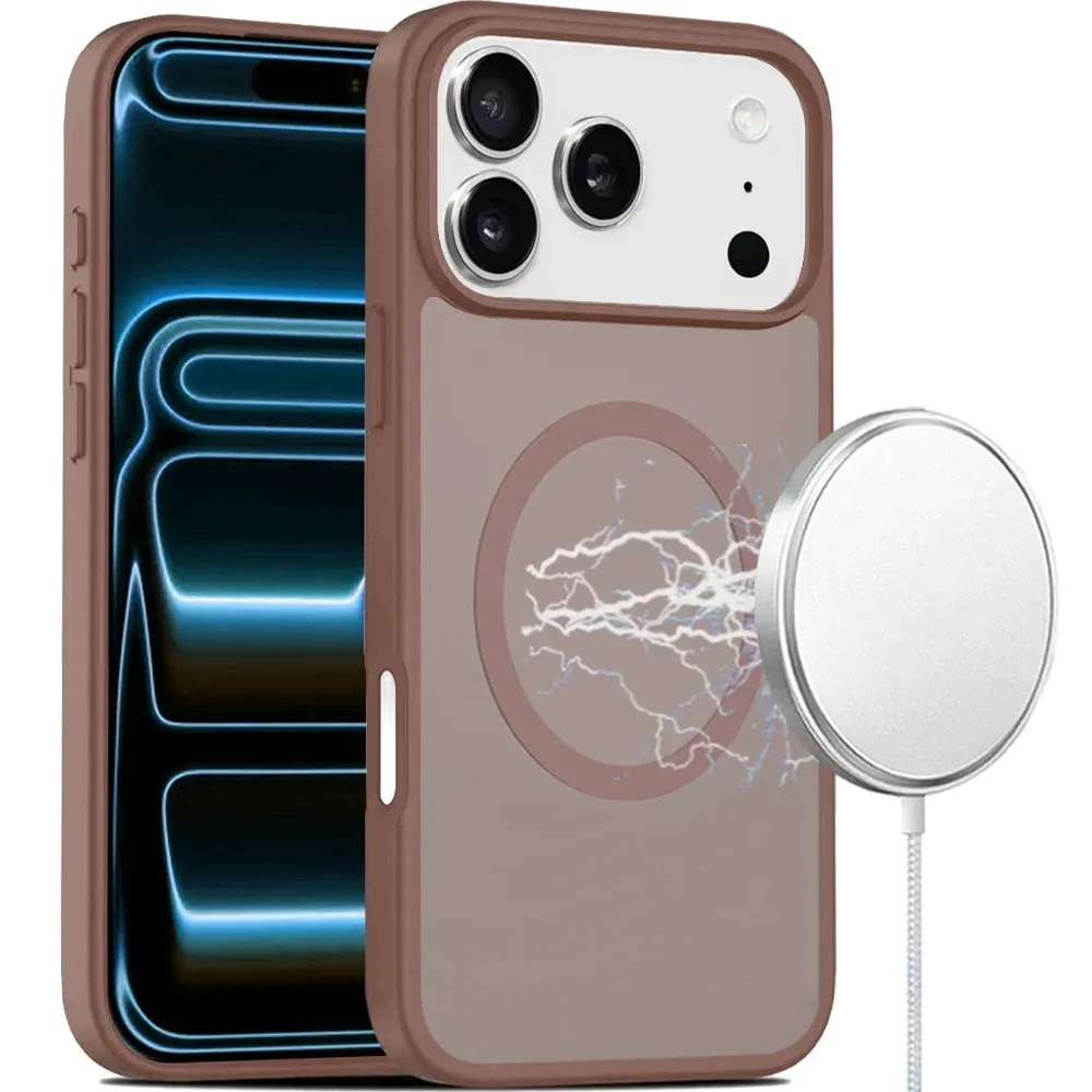 [Magnetic Circle] Smooth Safe Matte Feel Hybrid Case For Apple iPhone 18 Pro Max- Brown