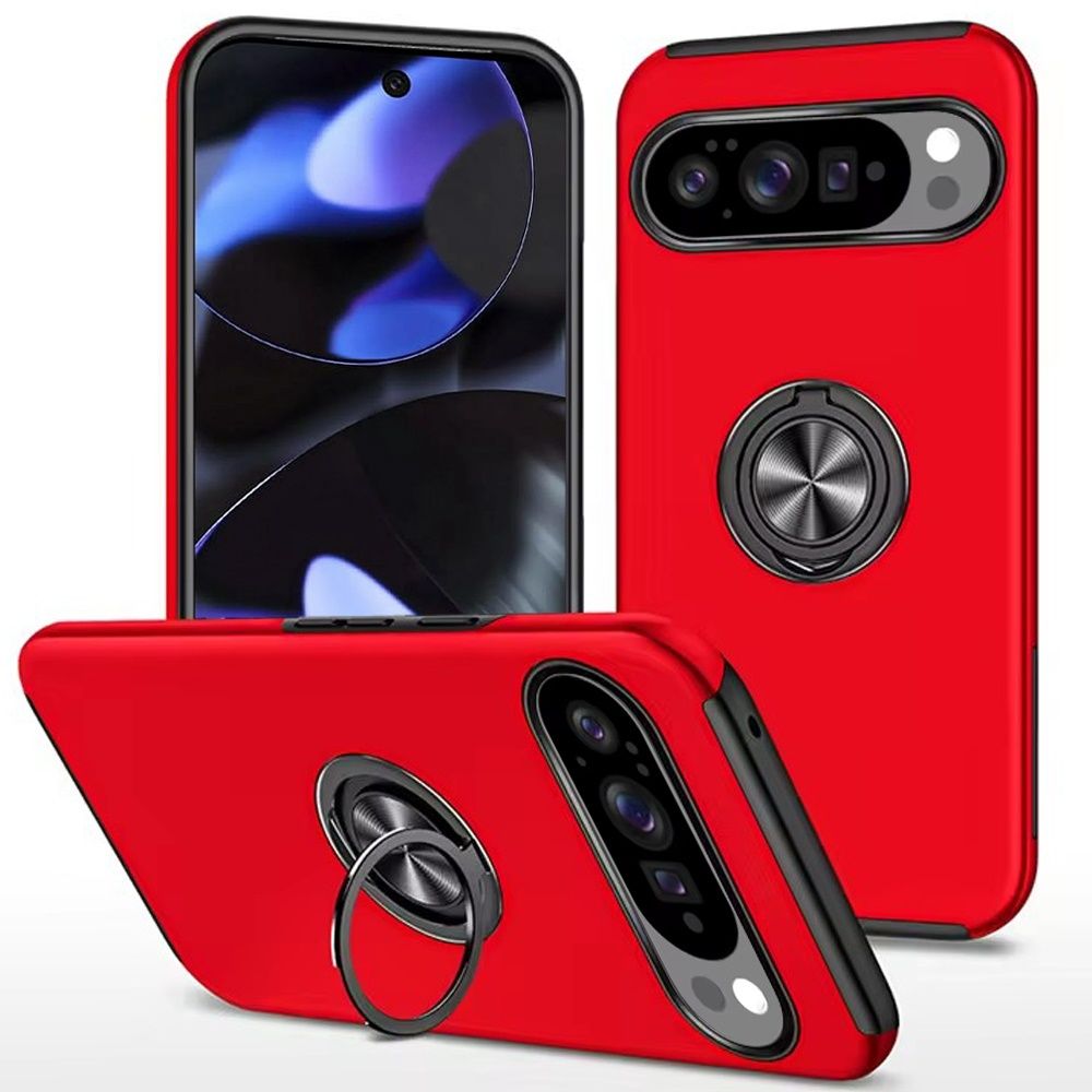 CHIEF Oil Painted Magnetic Ring Stand Hybrid Case Cover for Google Pixel 10/10 Pro - Red