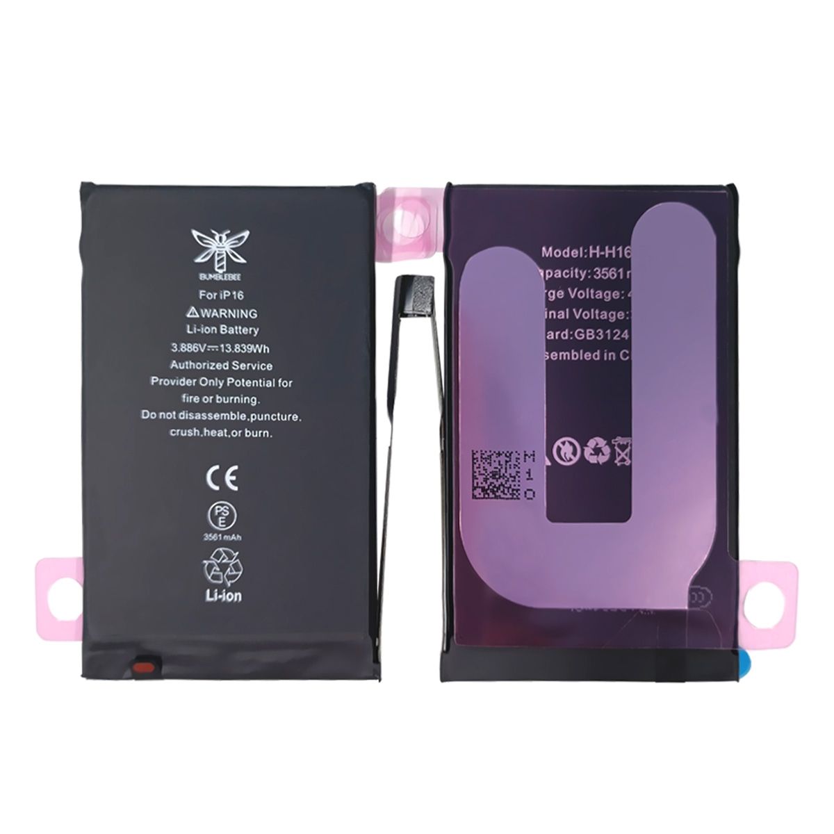 BT-BBE-15-HC 3.876V 3640mAh Battery Replacement with Adhesive for iPhone 15 (Extended Capacity)