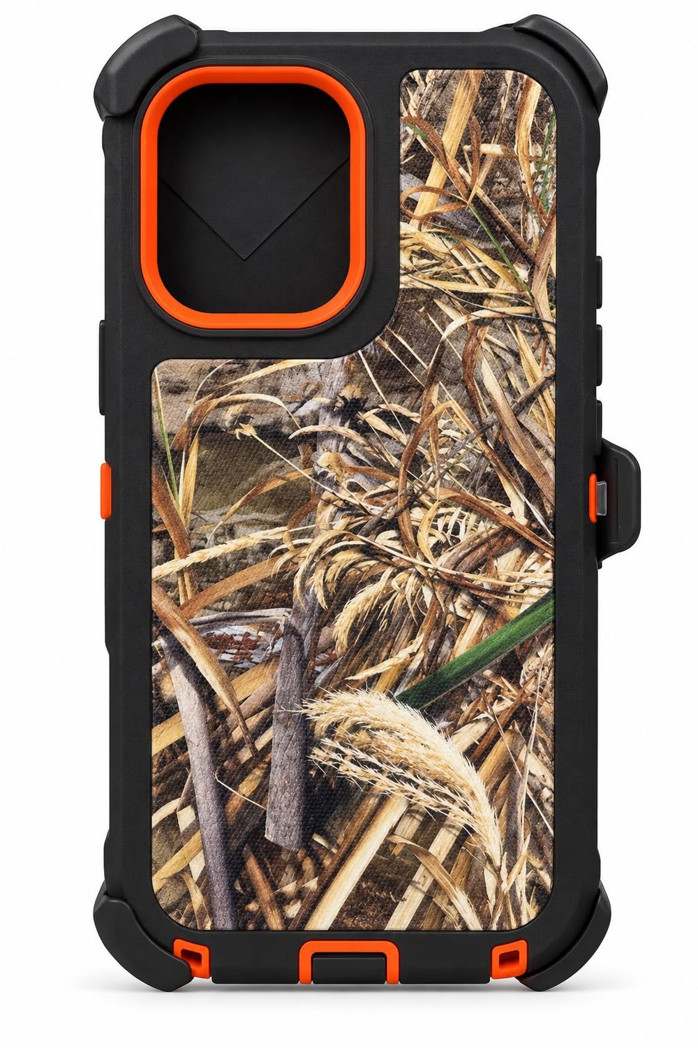 Heavy Duty Camo Case with Clip for Iphone 17- Orange